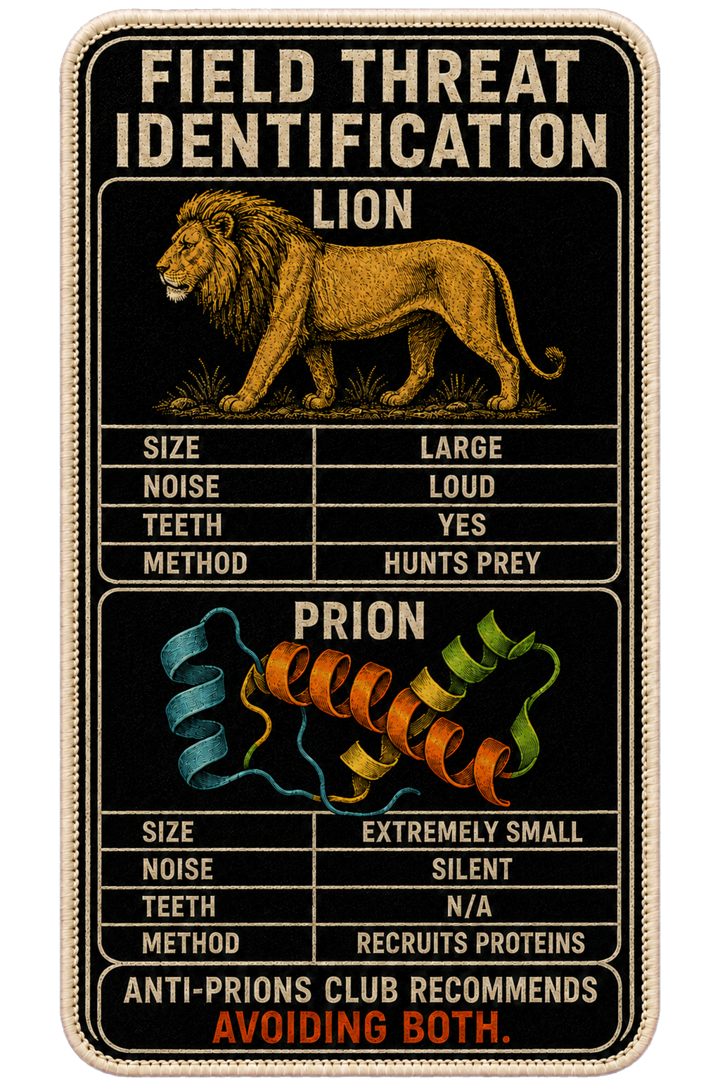 Prion vs. Lion Field Threat Identification — Tee