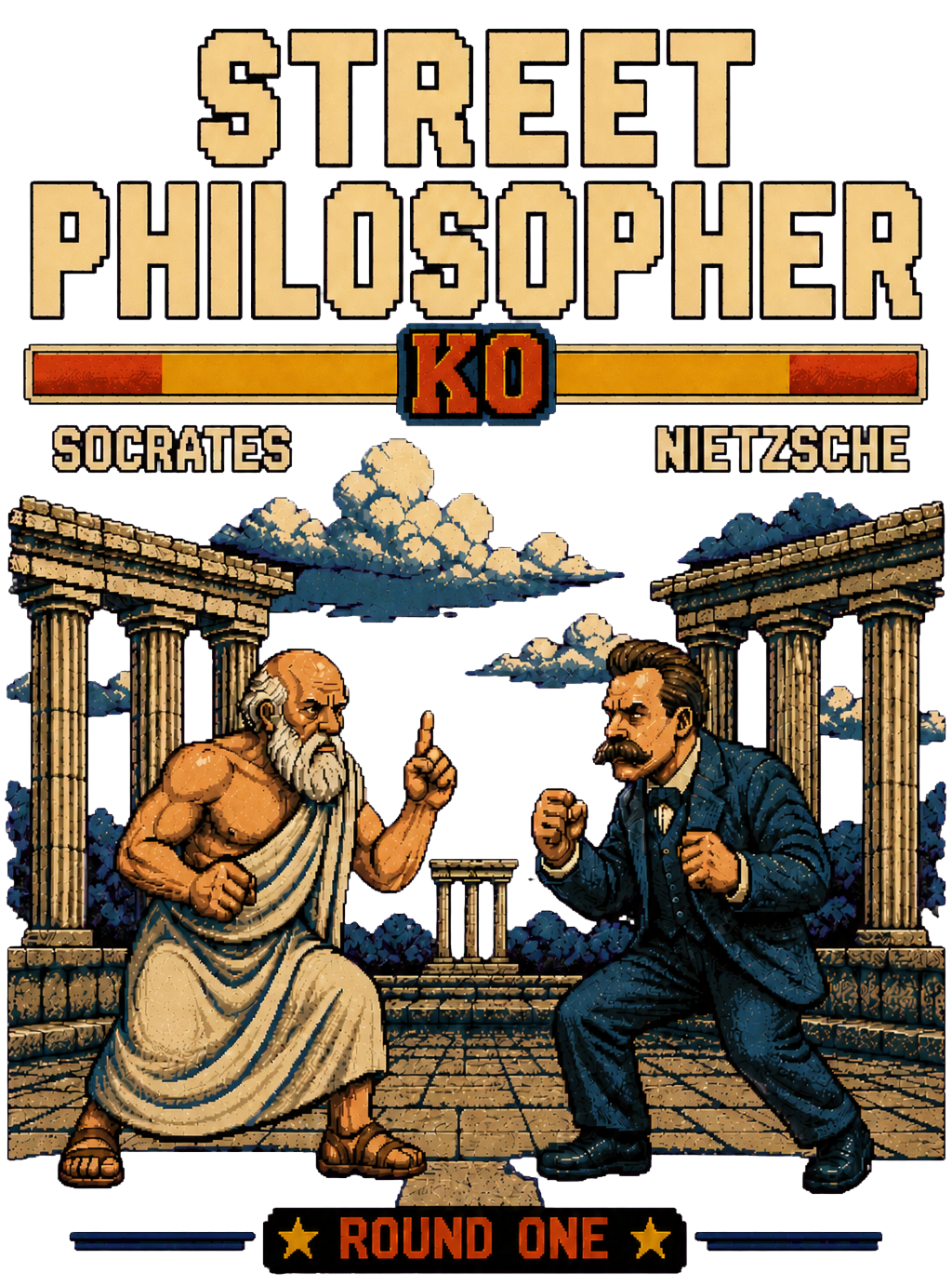 Street Philosopher™ — Socrates vs. Nietzsche | Premium Oversized Tee