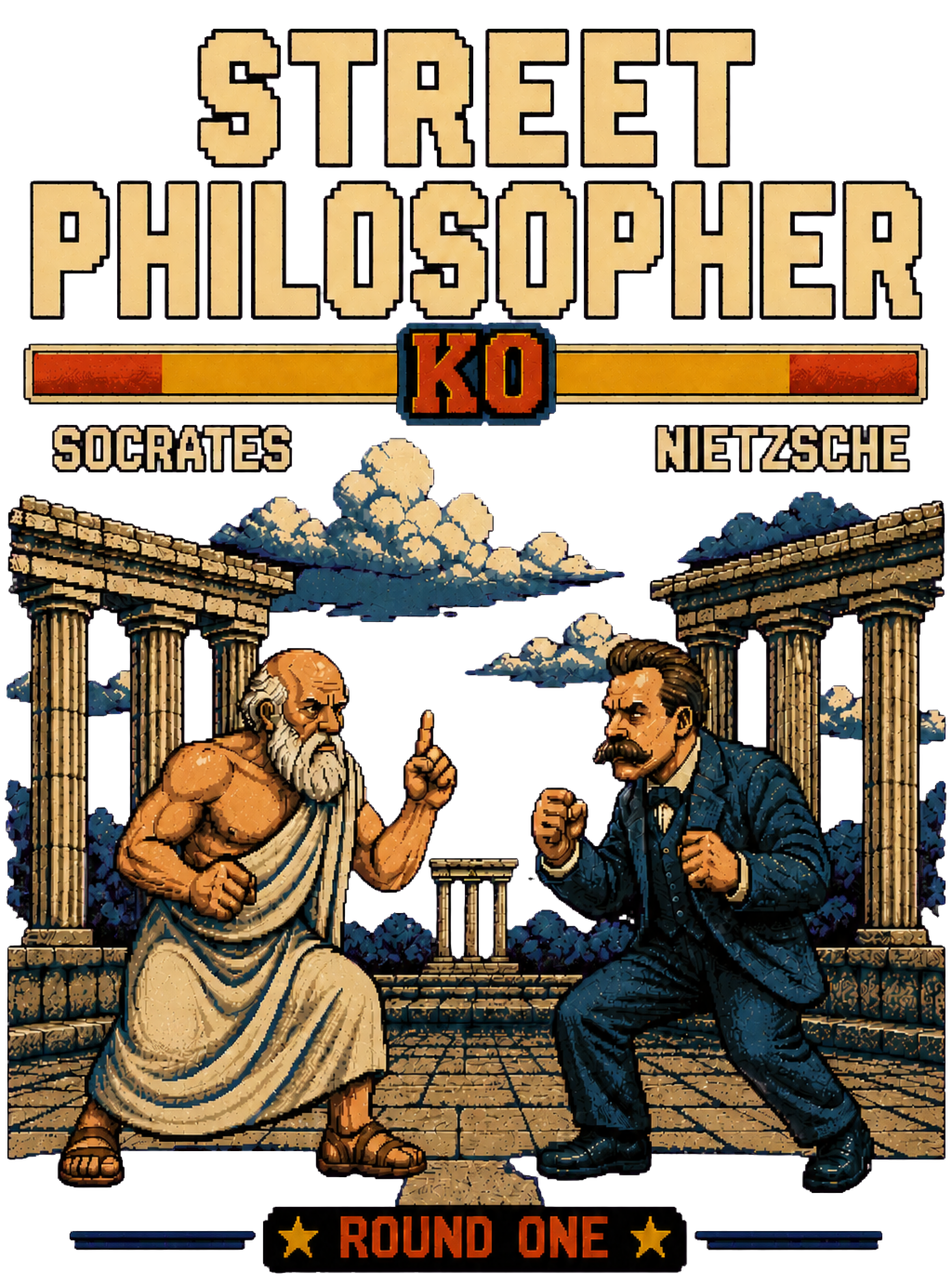 Street Philosopher™ — Socrates vs. Nietzsche | Premium Oversized Tee
