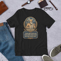 Socrates Strong Minds tee in Vintage Black — Bella + Canvas 3001 front artwork in a flat-lay mockup